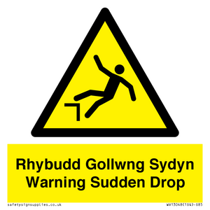 Rhybudd Gollwng Sydyn Warning Sudden Drop
